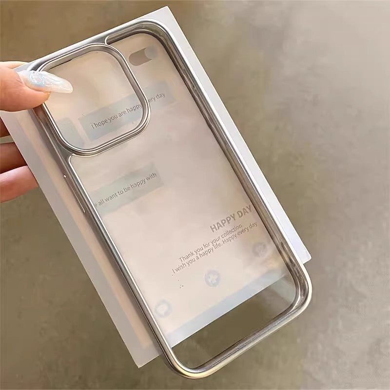 High-grade electroplating simple transparent suitable for iPhone16/15promax mobile phone case 14 super anti-fall Apple 13pro/12 new 11 soft 7/8plus all-inclusive xr anti-fall protective cover