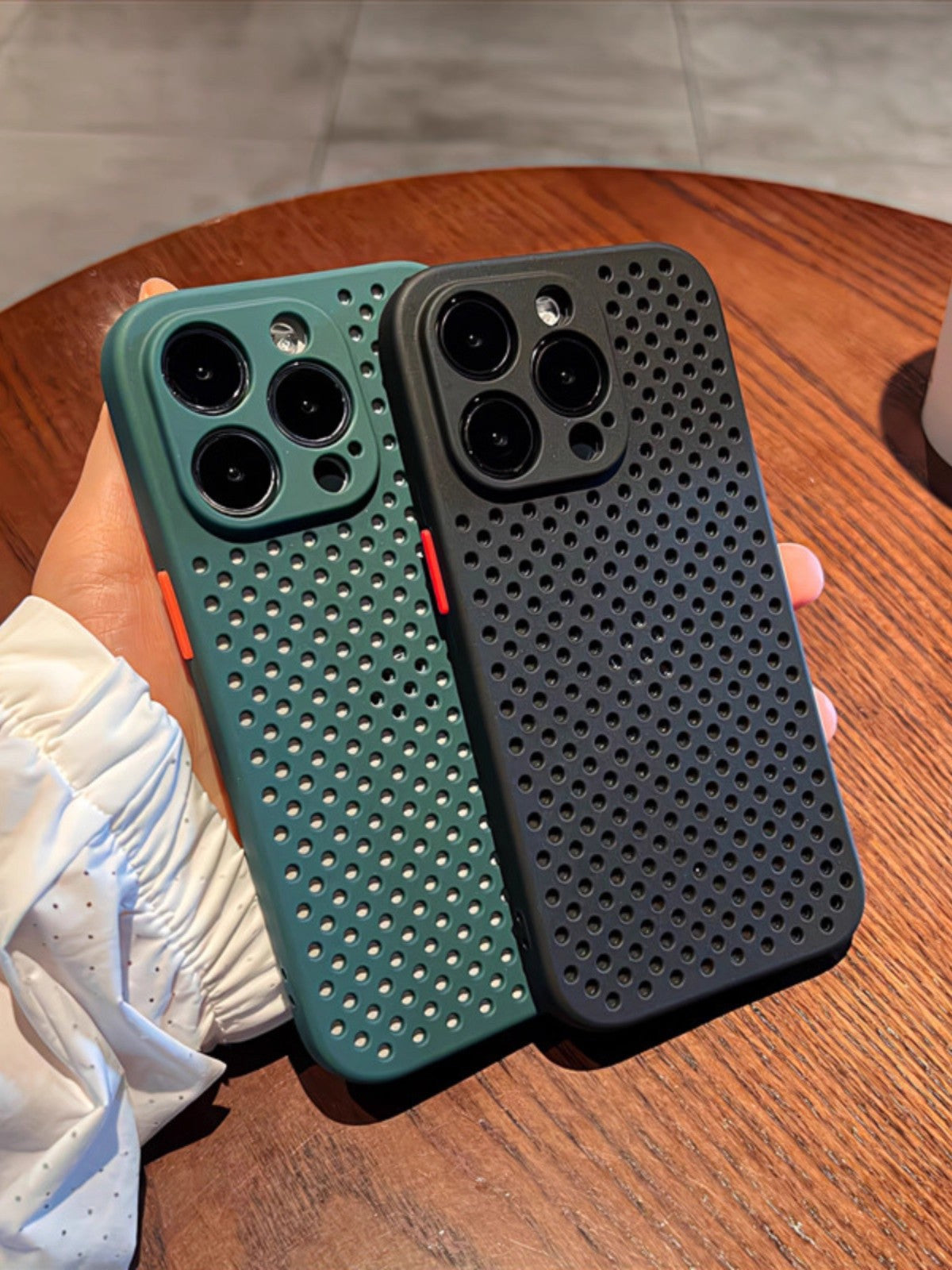 iPhone contrast color soft shell anti-fall full cover frosted protective shell silicone mini hollow grid