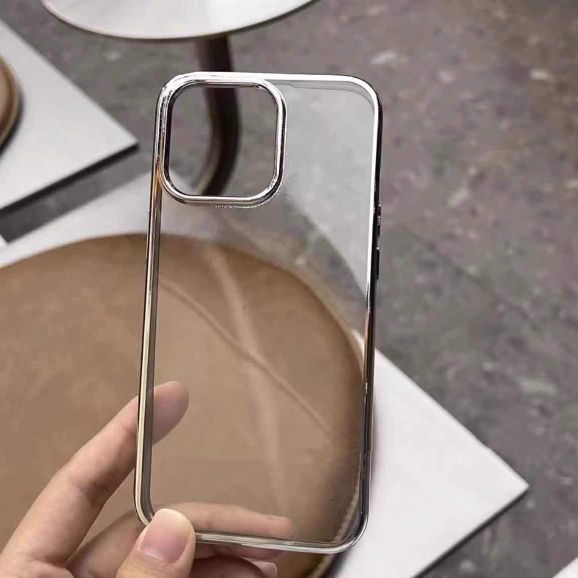 High-grade electroplating simple transparent suitable for iPhone16/15promax mobile phone case 14 super anti-fall Apple 13pro/12 new 11 soft 7/8plus all-inclusive xr anti-fall protective cover