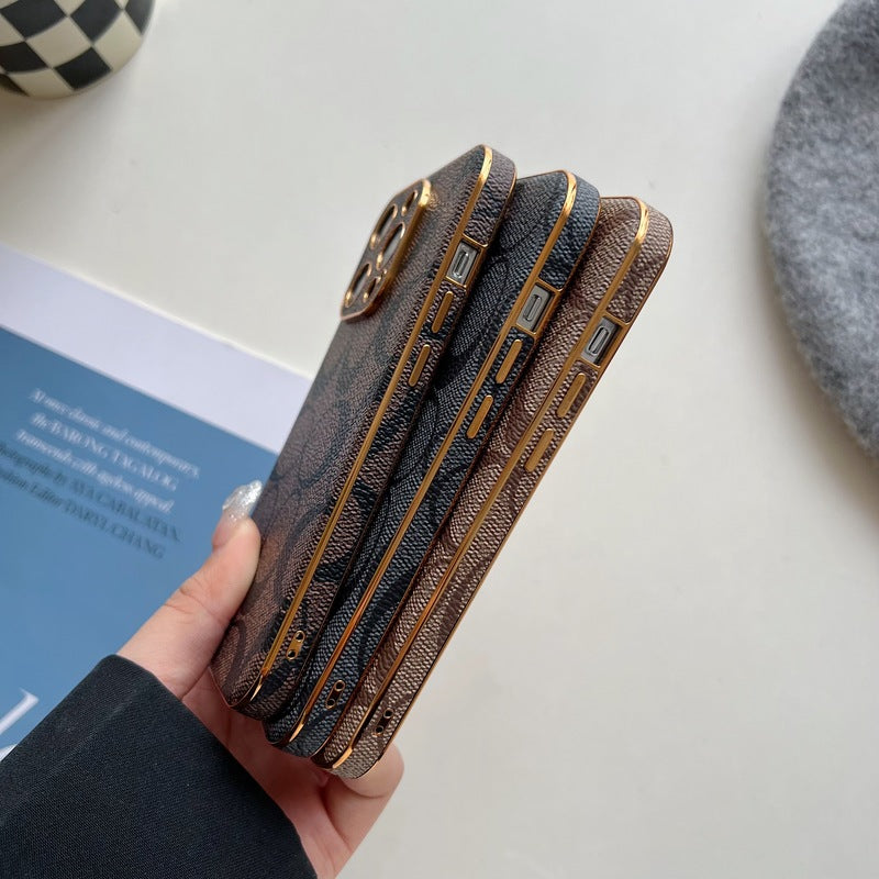 Coach iPhone Case Leather Light Brow