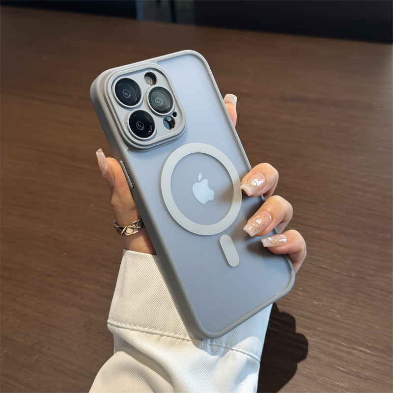 Apple mobile phone hard case magnetic frosted belt magnetic rechargeable