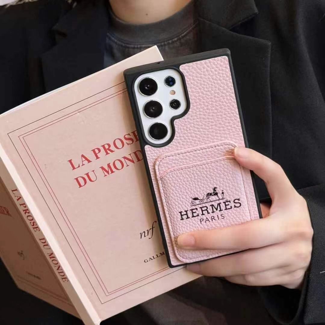 Samsung mobile phone leather case with card holder high-grade lychee pattern