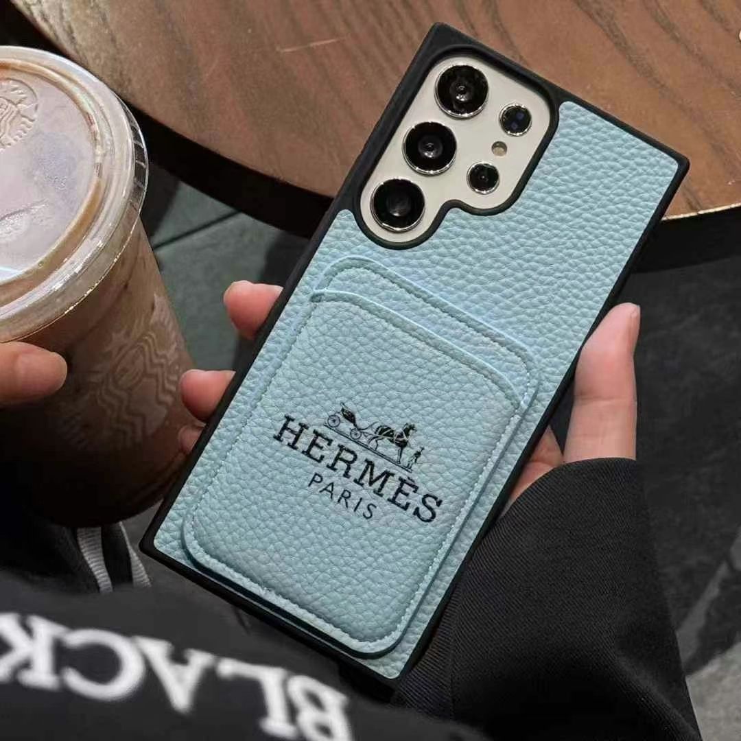 Samsung mobile phone leather case with card holder high-grade lychee pattern