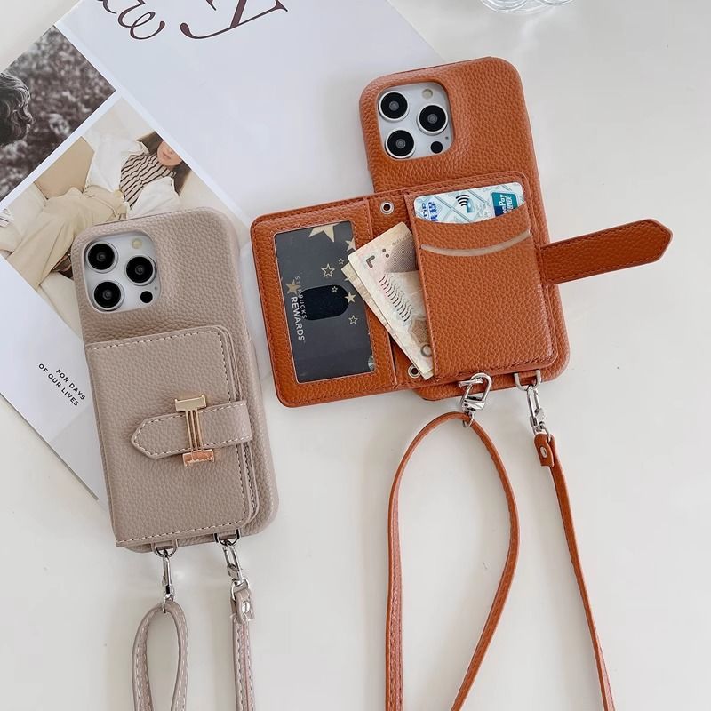 H Card Holder Chain Leather iPhone Case