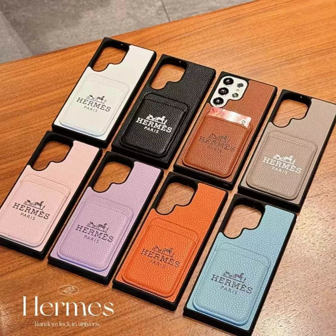 Samsung mobile phone leather case with card holder high-grade lychee pattern