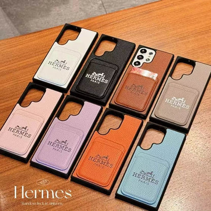 Samsung mobile phone leather case with card holder high-grade lychee pattern