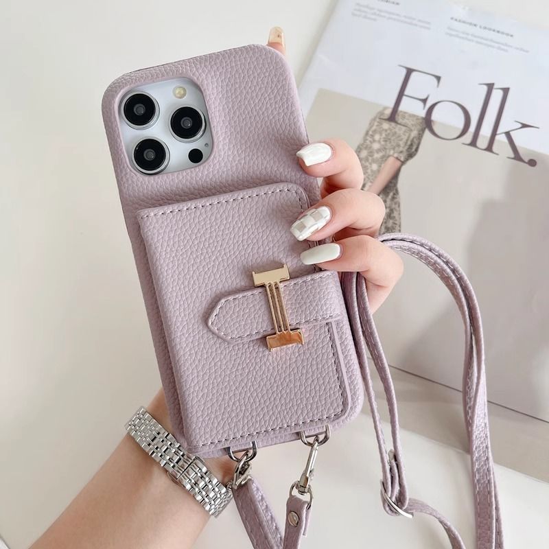 H Card Holder Chain Leather iPhone Case