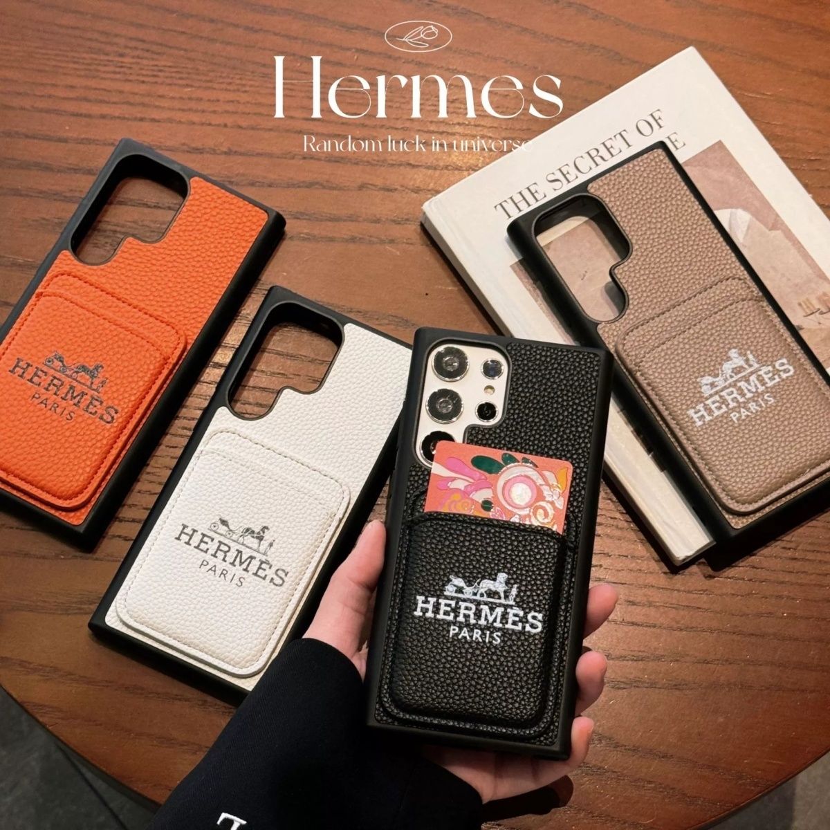 Samsung mobile phone leather case with card holder high-grade lychee pattern