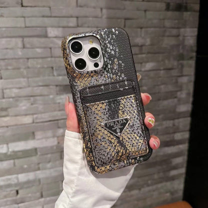 Apple phone case snakeskin leather card holder
