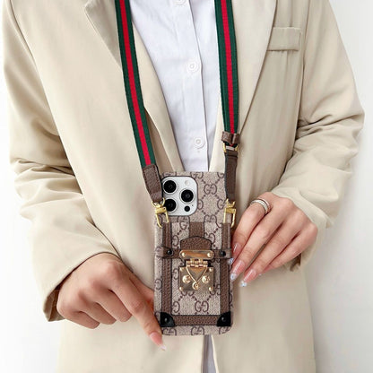 Apple phone case with card holder and lanyard