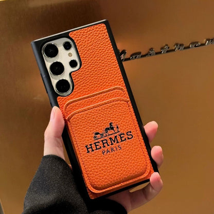 Samsung mobile phone leather case with card holder high-grade lychee pattern