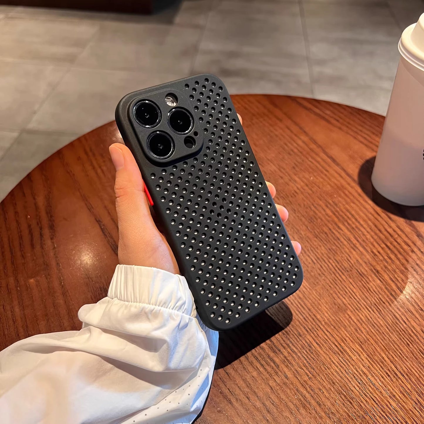 iPhone contrast color soft shell anti-fall full cover frosted protective shell silicone mini hollow grid