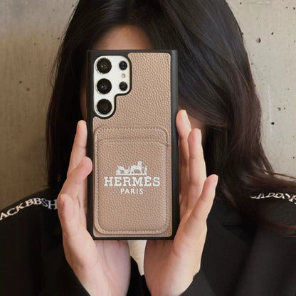 Samsung mobile phone leather case with card holder high-grade lychee pattern