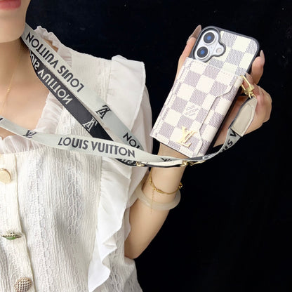 Apple phone case crossbody three-layer card holder