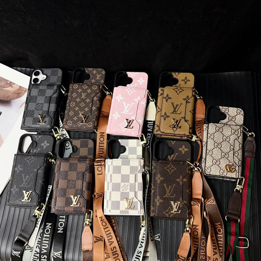 Apple phone case crossbody three-layer card holder