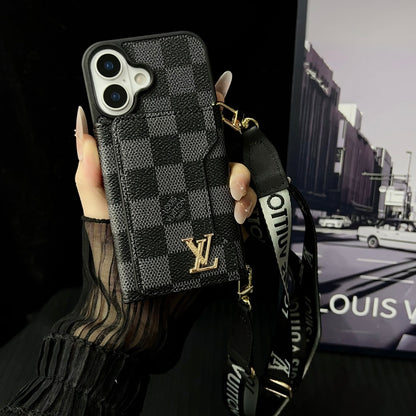 Apple phone case crossbody three-layer card holder
