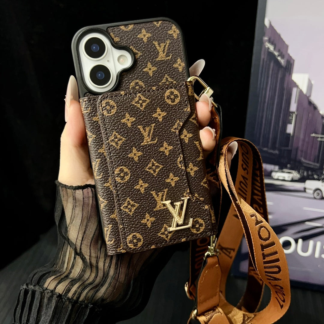 Apple phone case crossbody three-layer card holder