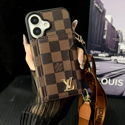 Apple phone case crossbody three-layer card holder
