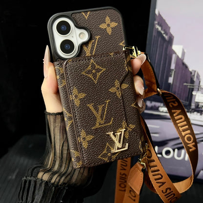 Apple phone case crossbody three-layer card holder