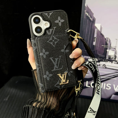 Apple phone case crossbody three-layer card holder