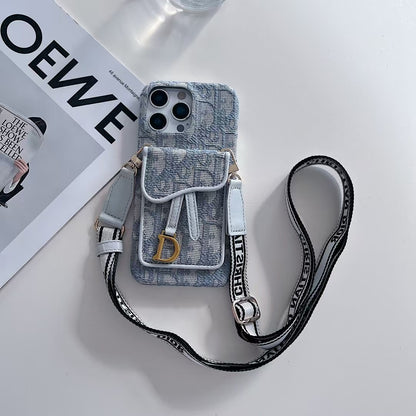 Apple Samsung mobile phone oblique hanging card holder mobile phone case