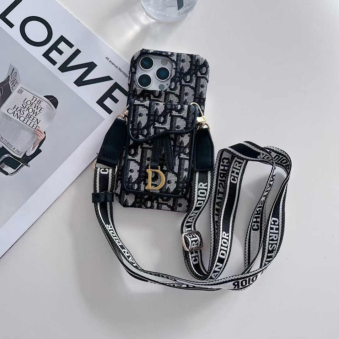 Apple Samsung mobile phone oblique hanging card holder mobile phone case