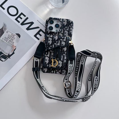 Apple Samsung mobile phone oblique hanging card holder mobile phone case