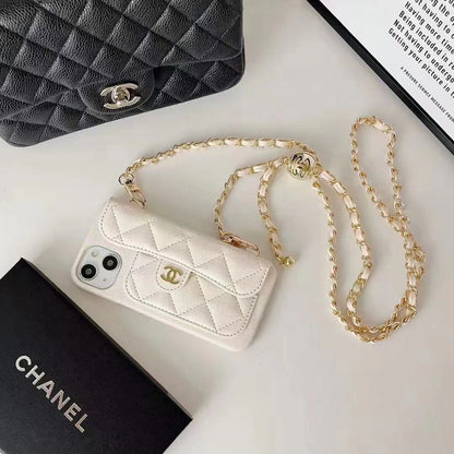 Double C Apple phone case with card holder and small gold ball