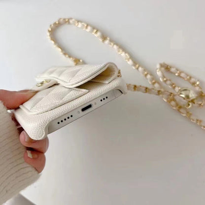 Double C Apple phone case with card holder and small gold ball