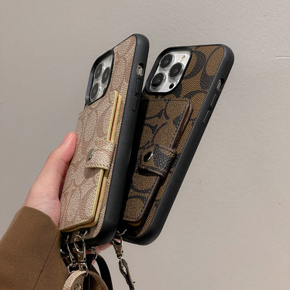 Coach iPhone Case With Wallet And  Strap White