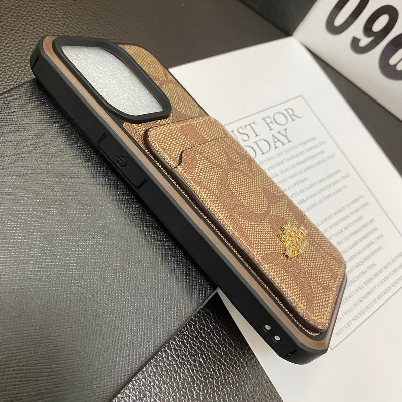Coach iPhone Case With Card Holder Coffee