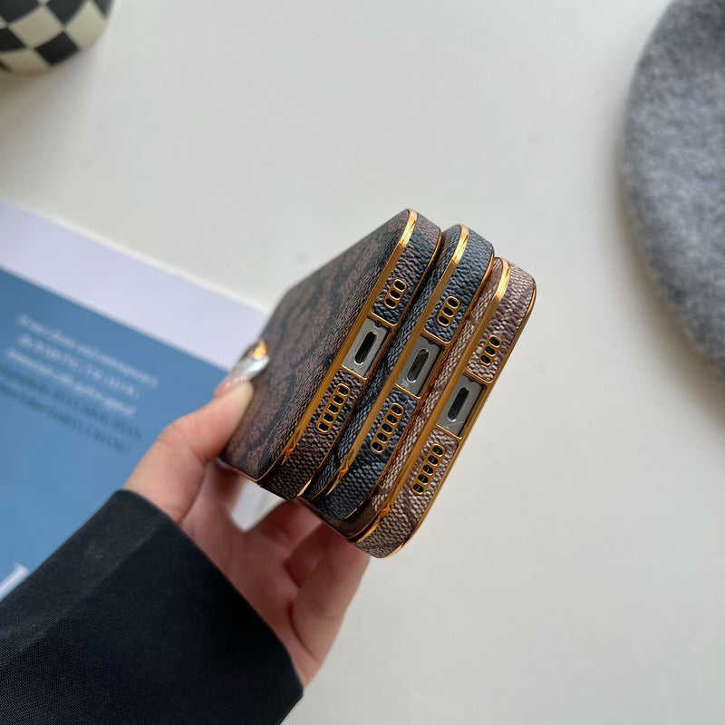 Coach iPhone Case Leather Light Brow