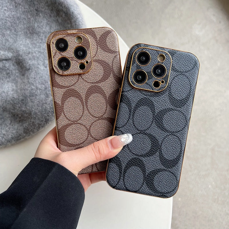 Coach iPhone Case Leather Light Brow