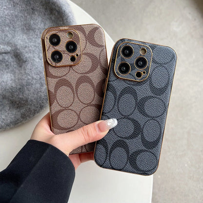 Coach iPhone Case Leather Light Brow