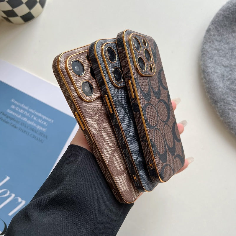 Coach iPhone Case Leather Light Brow