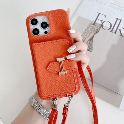 H Card Holder Chain Leather iPhone Case