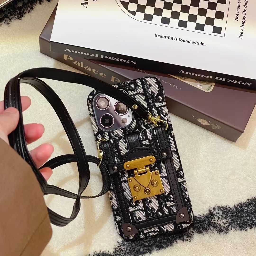Apple phone case fabric crossbody lock card holder version