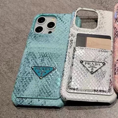 Apple phone case snakeskin leather card holder