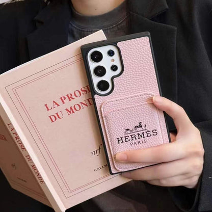 Samsung mobile phone leather case with card holder high-grade lychee pattern
