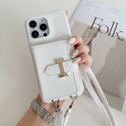 H Card Holder Chain Leather iPhone Case
