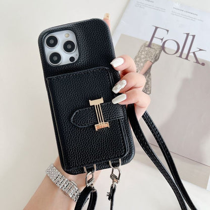 H Card Holder Chain Leather iPhone Case