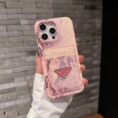 Apple phone case snakeskin leather card holder